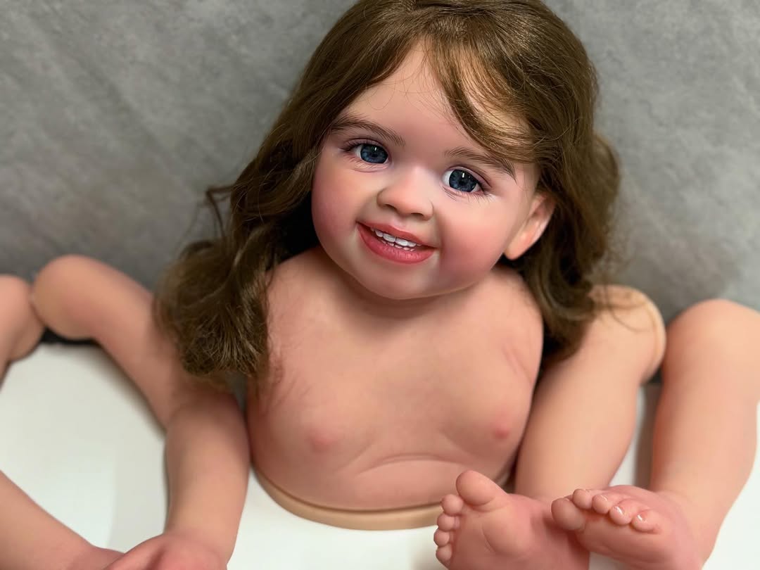 32 inch Reborn Baby Shanti With Hand-rooted hair painted by artist with connectors with cloth body