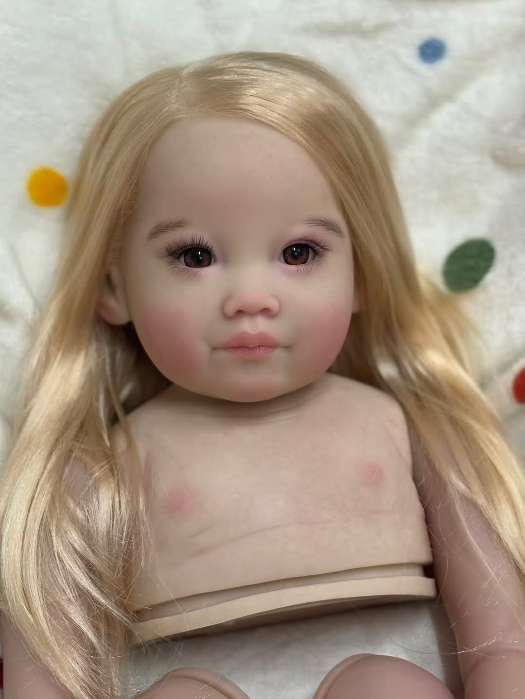 Custom Made Artist Painted 32inch Reborn Baby Leonie With Hand-Rooted Hair with connectors with cloth body