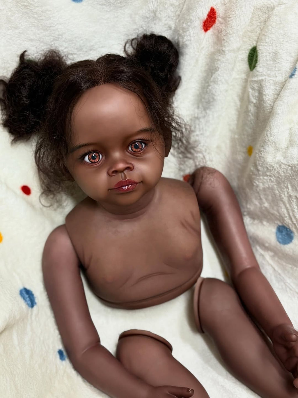 Artist Painted 32inch Reborn Baby Meili Arican Skin Painted Kit With Connectors With Cloth Body