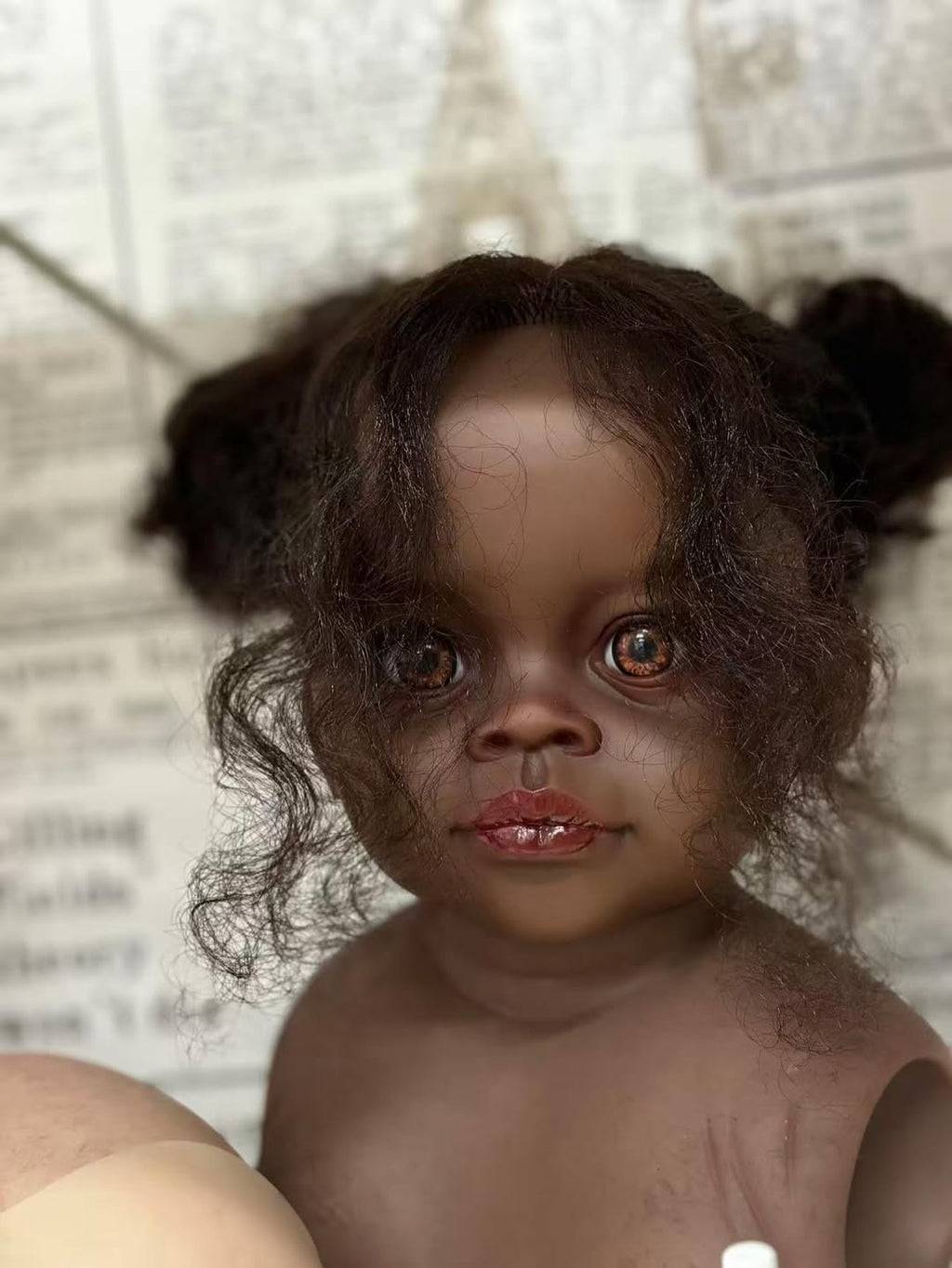 Artist Painted 32inch Reborn Baby Meili Arican Skin Painted Kit With Connectors With Cloth Body