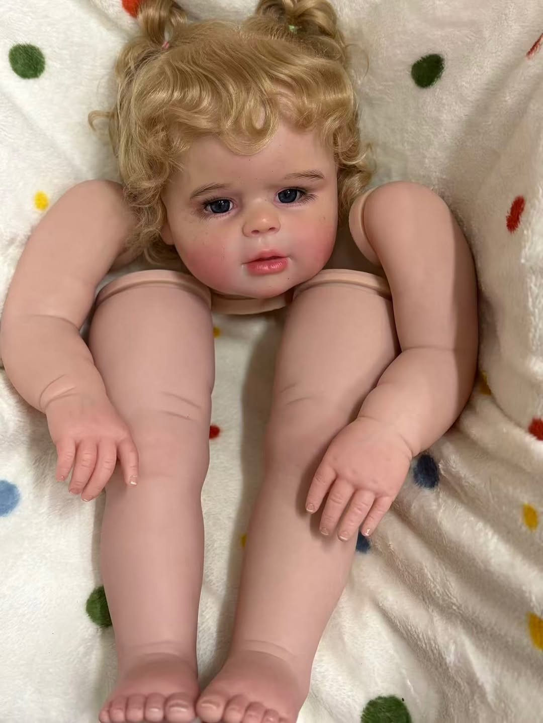 Artist Painted  Custom Made 28inch Reborn Baby Peggy with hand-rooted hair Paintes kits with cloth Body