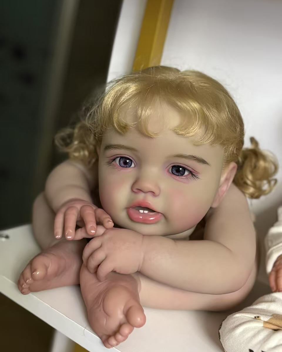 Artist Painted Kit 24inch Custom Made Reborn Baby Lottie with hand-rooted hair With Cloth body