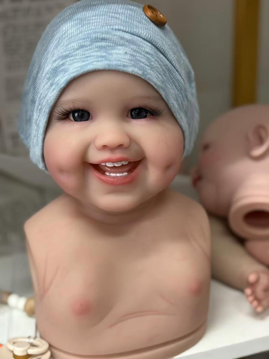 Custom Made 32inch Reborn Baby Dimple 2 Versions Painted Kit with cloth body with Connectors