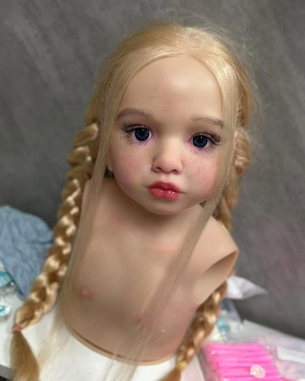 116cm Custom Made Reborn Aloenka With Hand-Rooted Hair Painted Kit with cloth body with connectors