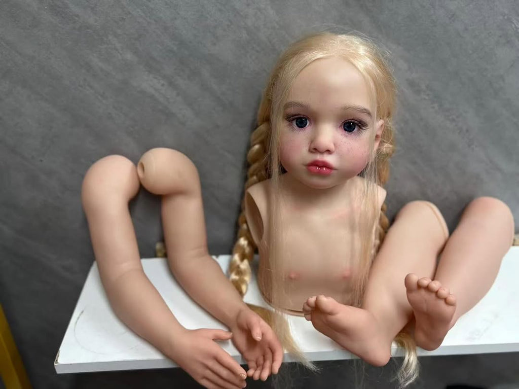 116cm Custom Made Reborn Aloenka With Hand-Rooted Hair Painted Kit with cloth body with connectors