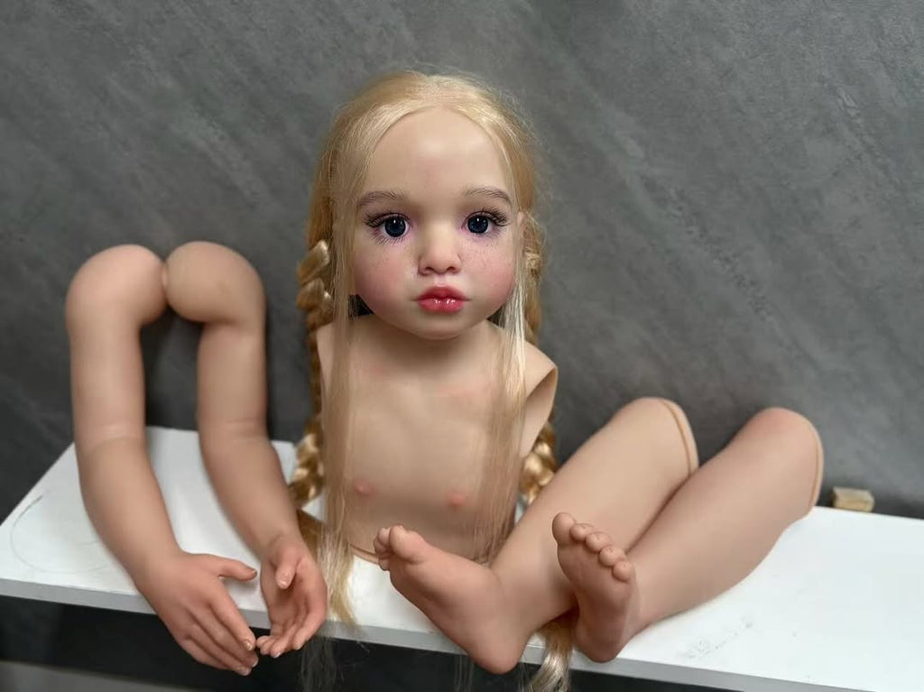 116cm Custom Made Reborn Aloenka With Hand-Rooted Hair Painted Kit with cloth body with connectors