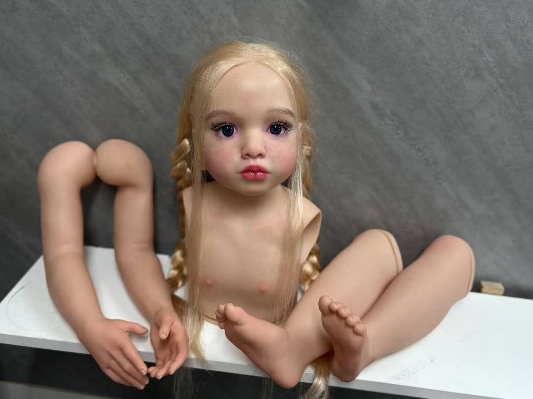 116cm Custom Made Reborn Aloenka With Hand-Rooted Hair Painted Kit with cloth body with connectors