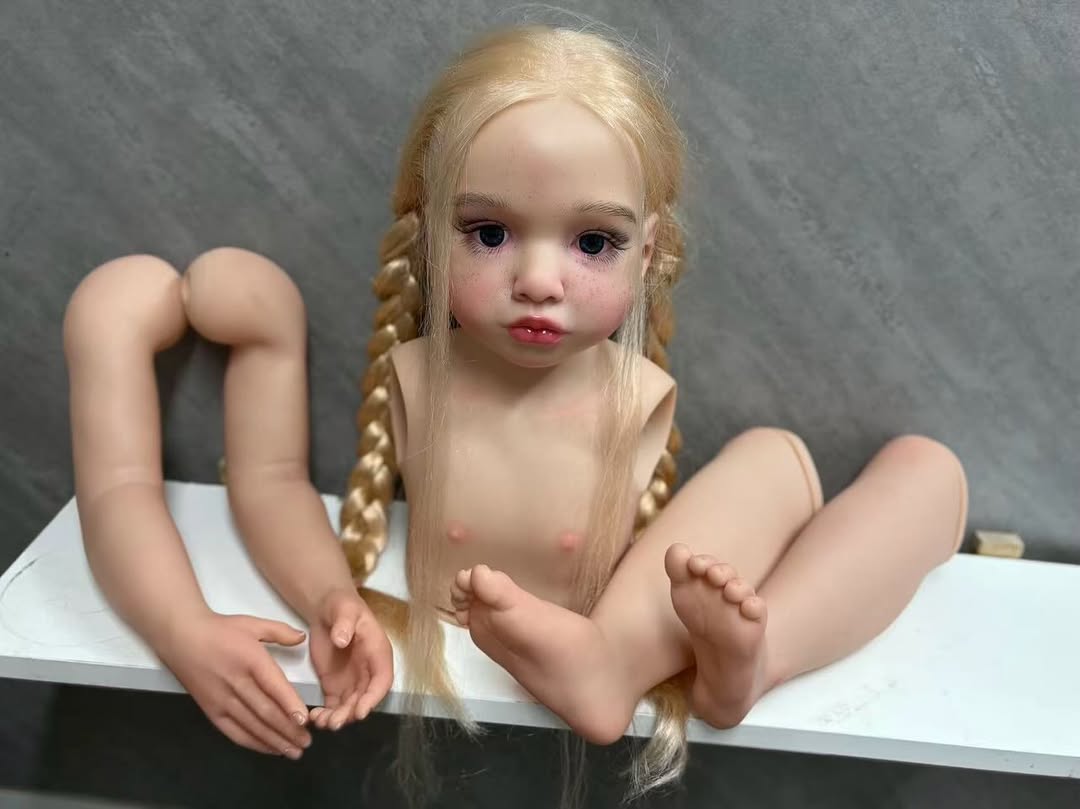 116cm Custom Made Reborn Aloenka With Hand-Rooted Hair Painted Kit with cloth body with connectors