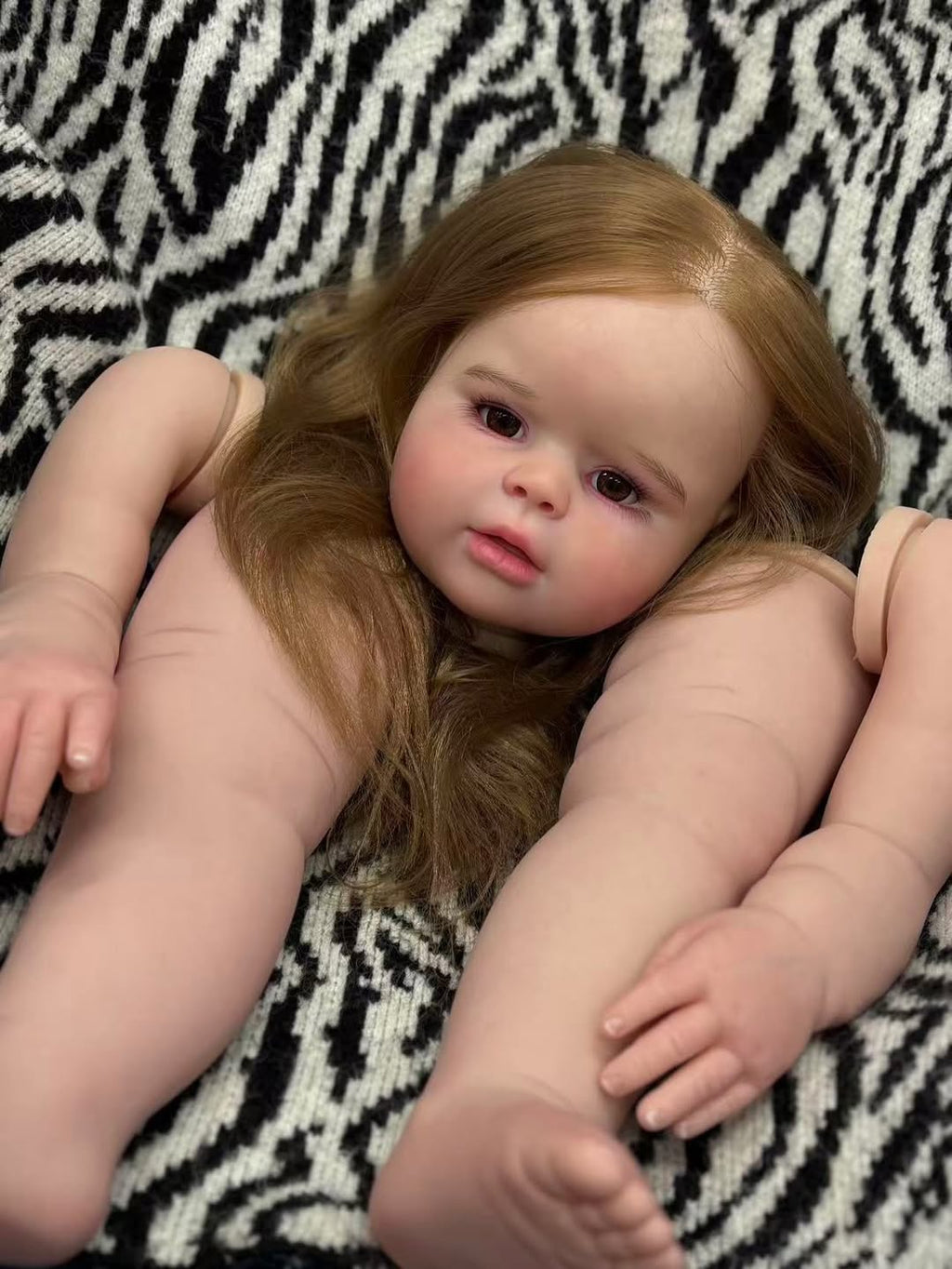 Artist Painted  Custom Made 28inch Reborn Baby Peggy with hand-rooted hair Paintes kits with cloth Body