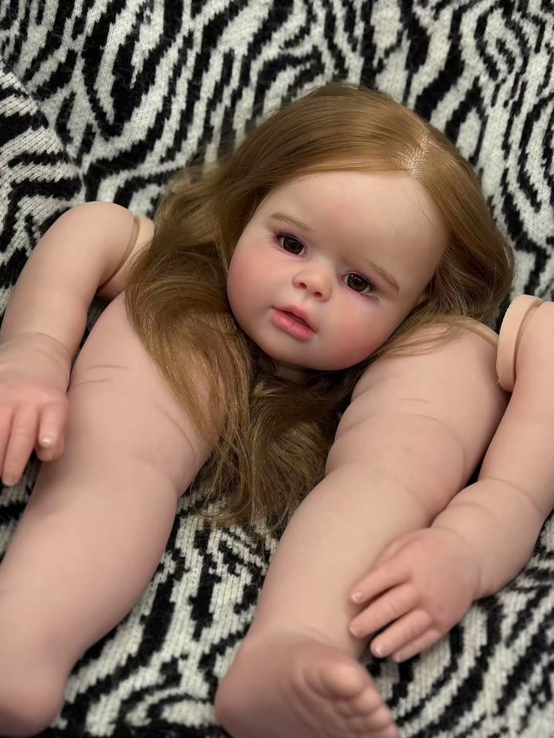 Artist Painted  Custom Made 28inch Reborn Baby Peggy with hand-rooted hair Paintes kits with cloth Body