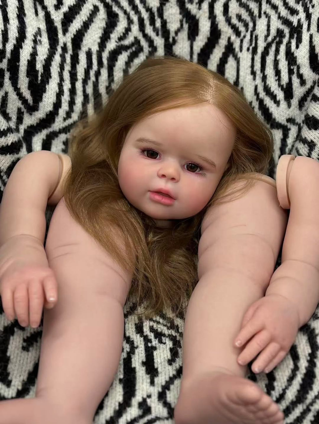 Artist Painted  Custom Made 28inch Reborn Baby Peggy with hand-rooted hair Paintes kits with cloth Body