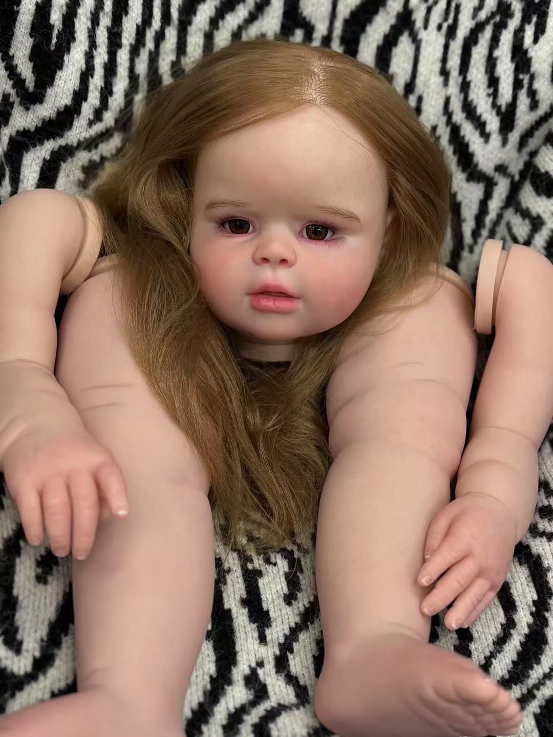 Artist Painted  Custom Made 28inch Reborn Baby Peggy with hand-rooted hair Paintes kits with cloth Body