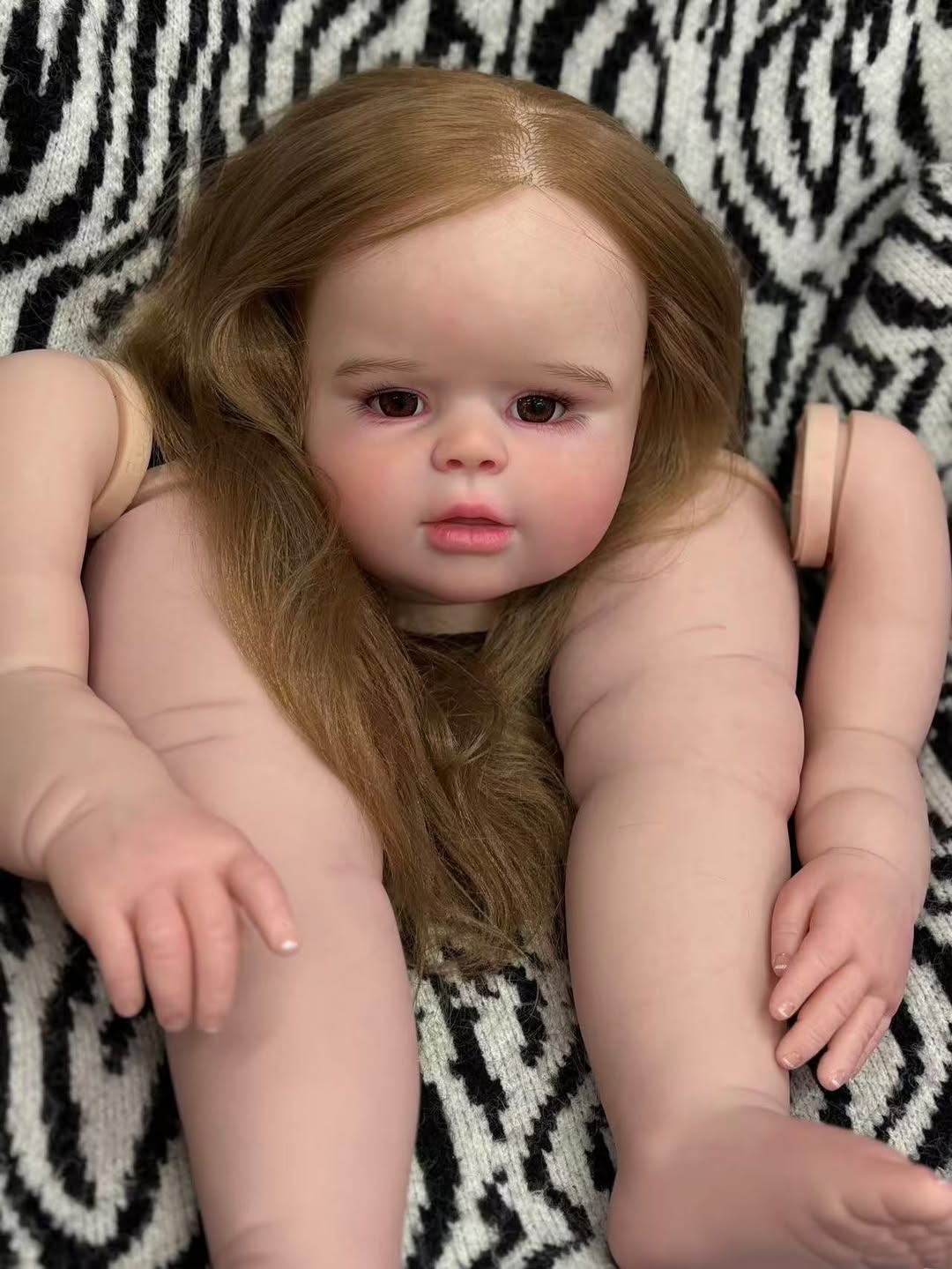 Artist Painted  Custom Made 28inch Reborn Baby Peggy with hand-rooted hair Paintes kits with cloth Body