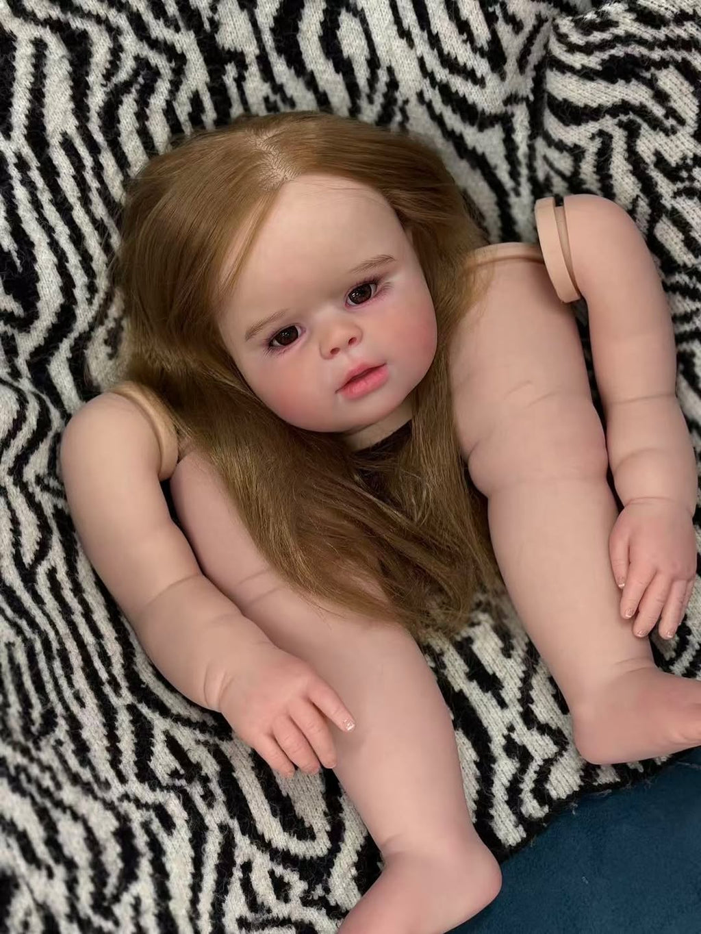 Artist Painted  Custom Made 28inch Reborn Baby Peggy with hand-rooted hair Paintes kits with cloth Body