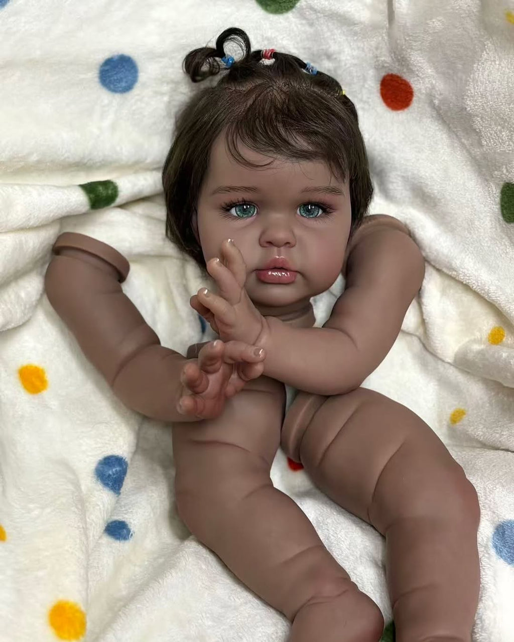 Custom Made 24inch Reborn Baby Ellie WithHand-Rooted Hair DIY Part With Cloth Body African Skin Girl Version