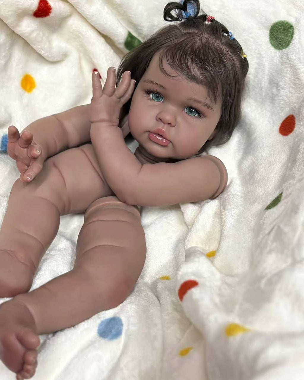 Custom Made 24inch Reborn Baby Ellie WithHand-Rooted Hair DIY Part With Cloth Body African Skin Girl Version