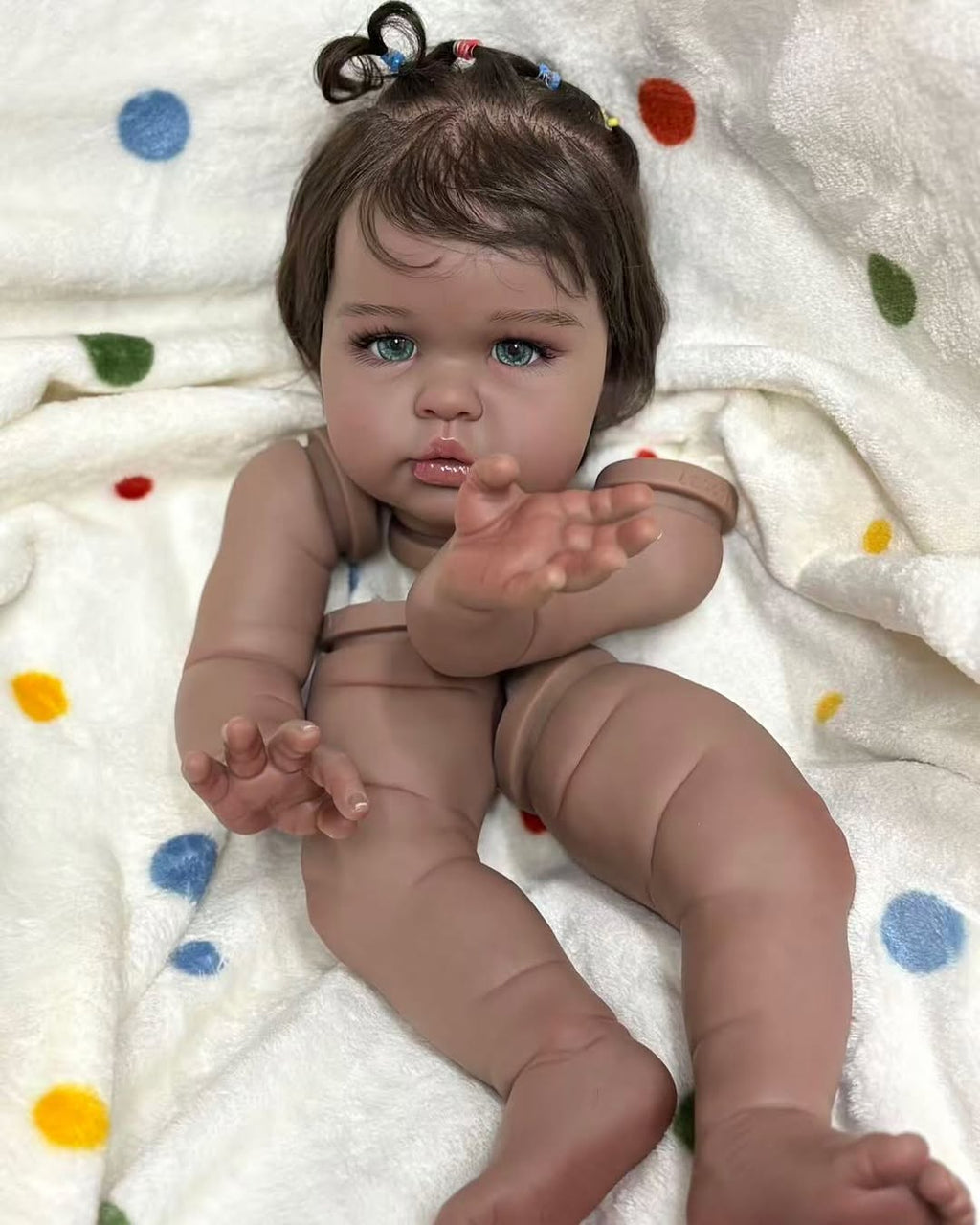 Custom Made 24inch Reborn Baby Ellie WithHand-Rooted Hair DIY Part With Cloth Body African Skin Girl Version