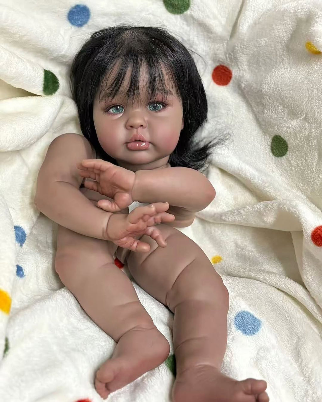 Custom Made 24inch Reborn Baby Ellie WithHand-Rooted Hair DIY Part With Cloth Body African Skin Girl Version