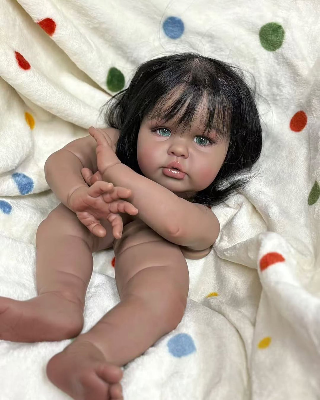 Custom Made 24inch Reborn Baby Ellie WithHand-Rooted Hair DIY Part With Cloth Body African Skin Girl Version