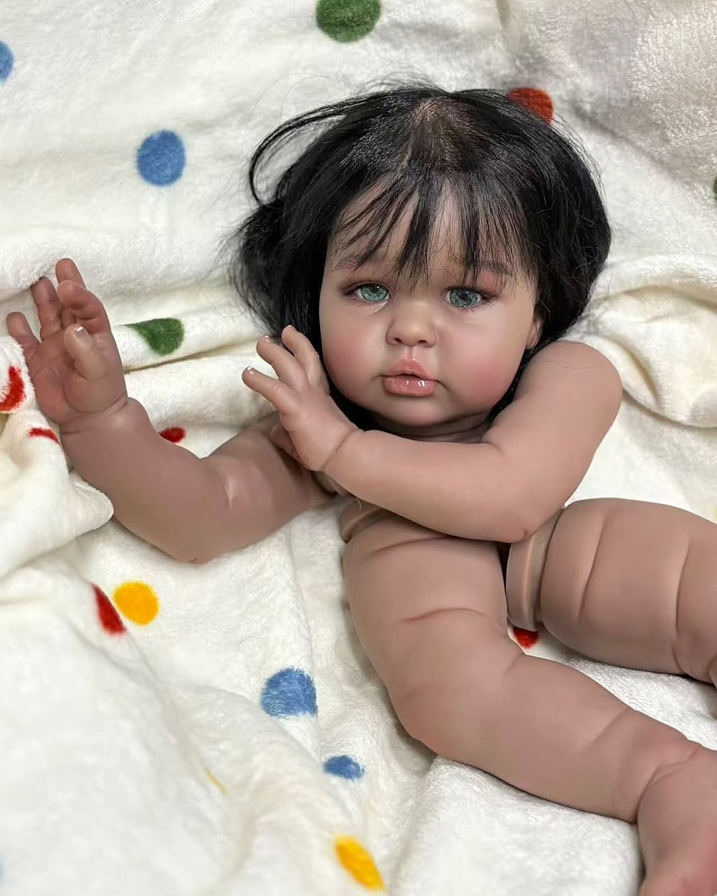 Custom Made 24inch Reborn Baby Ellie WithHand-Rooted Hair DIY Part With Cloth Body African Skin Girl Version