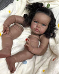 Custom Made 24inch Reborn Baby Ellie WithHand-Rooted Hair DIY Part With Cloth Body African Skin Girl Version