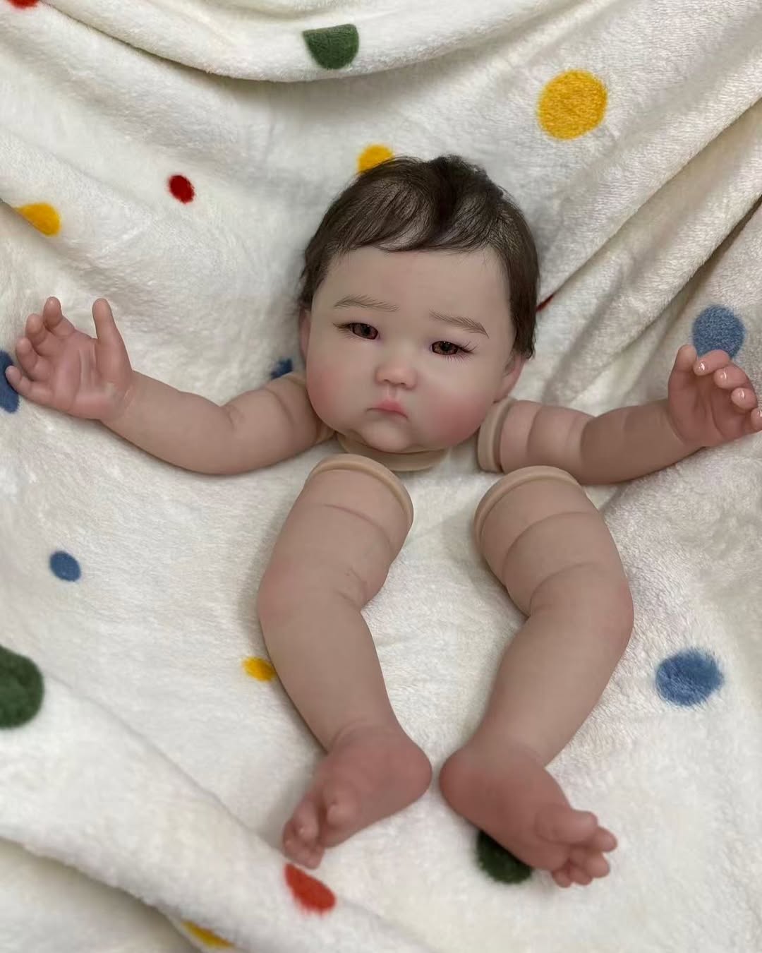 18 inch Reborn Baby Anming Custom Made Artist Painted Kit With Hand-Rooted Hair DIY Part With Cloth Body