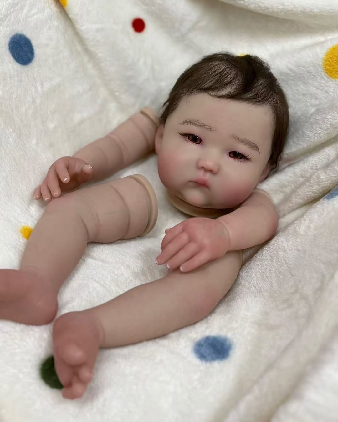 18 inch Reborn Baby Anming Custom Made Artist Painted Kit With Hand-Rooted Hair DIY Part With Cloth Body