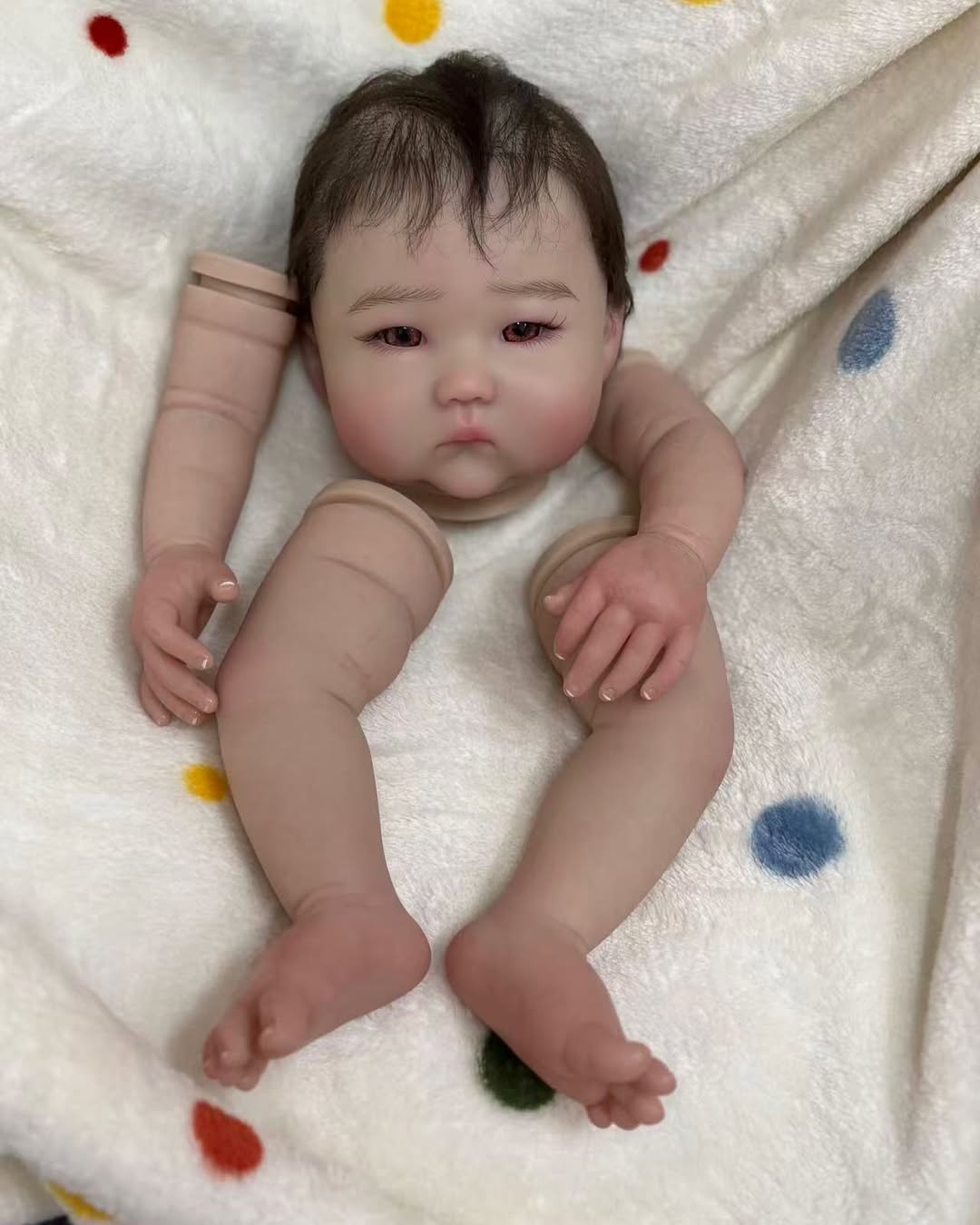 18 inch Reborn Baby Anming Custom Made Artist Painted Kit With Hand-Rooted Hair DIY Part With Cloth Body