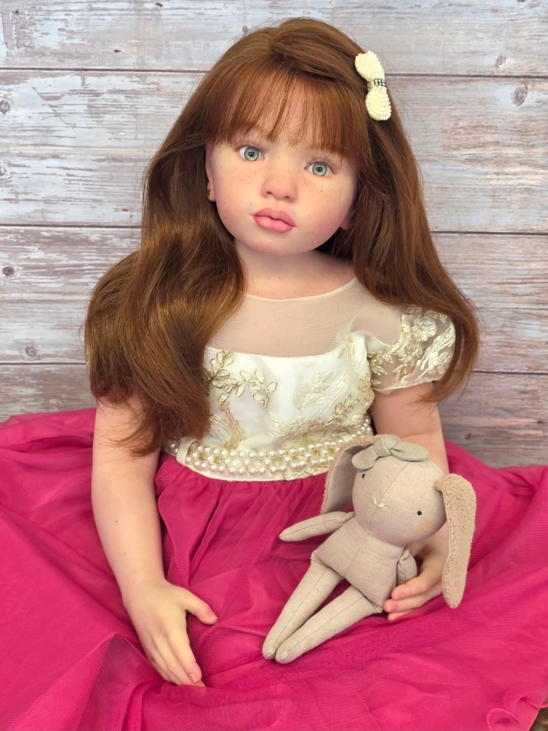 42inch Custom Made Reborn Baby Reborn Baby Aloenka with hand-rooted hair 2 Versions Artist Genesis Painted