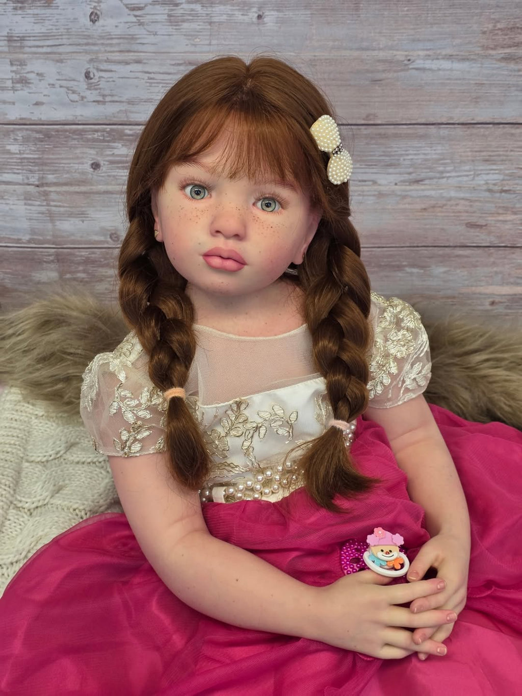 42inch Custom Made Reborn Baby Reborn Baby Aloenka with hand-rooted hair 2 Versions Artist Genesis Painted