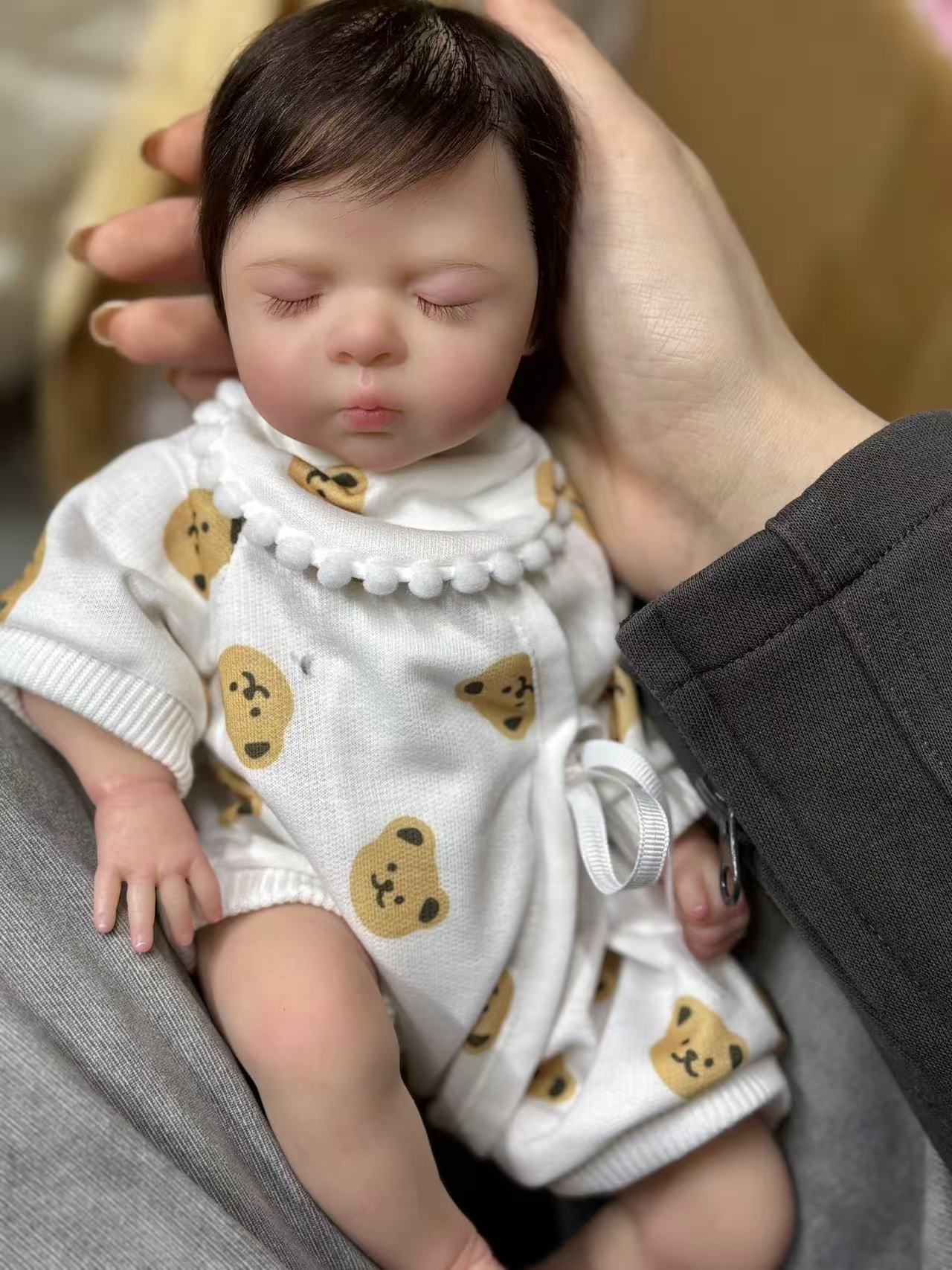 Custom Made 12 inch Reborn Baby Luna With Hand-rooted Hair Artist Genesis Painted Finished Doll With Cute Dress