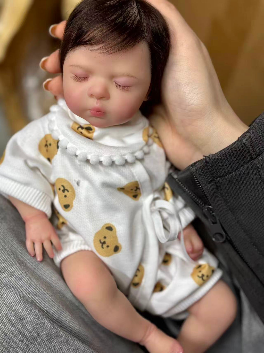 Custom Made 12 inch Reborn Baby Luna With Hand-rooted Hair Artist Genesis Painted Finished Doll With Cute Dress