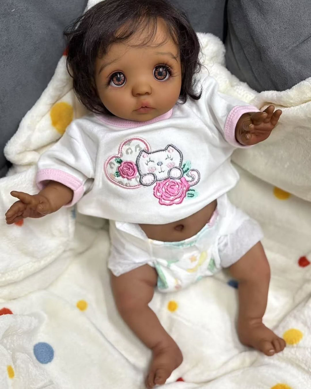 Artist Genesis Painted Custom Made Reborn baby Peeka 16 inch Newborn already finished doll with one belly plate