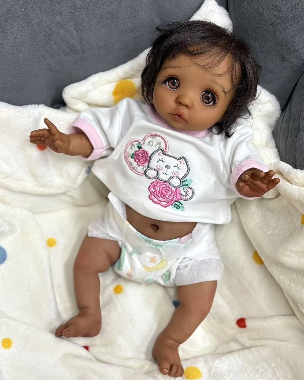 Artist Genesis Painted Custom Made Reborn baby Peeka 16 inch Newborn already finished doll with one belly plate