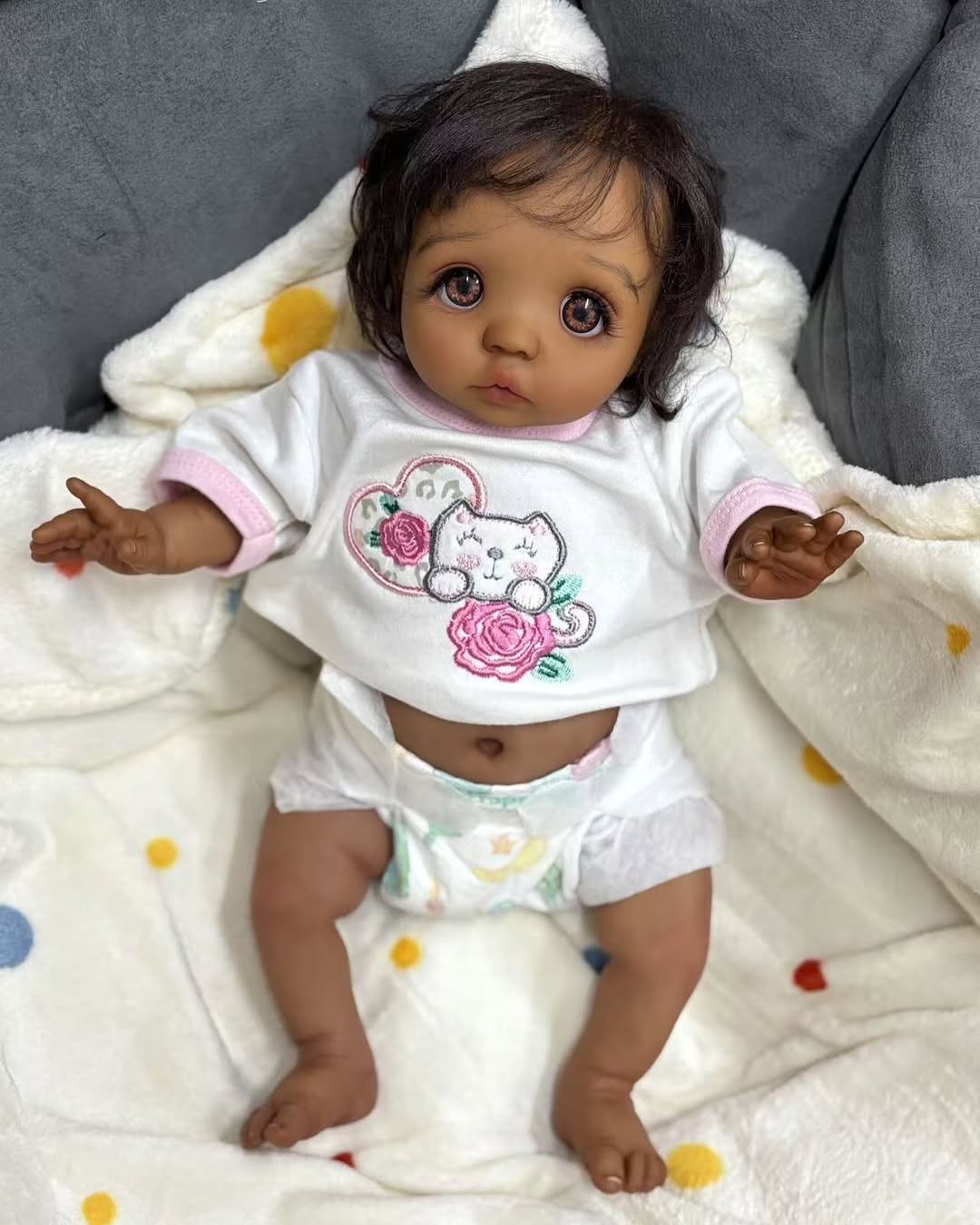 Artist Genesis Painted Custom Made Reborn baby Peeka 16 inch Newborn already finished doll with one belly plate
