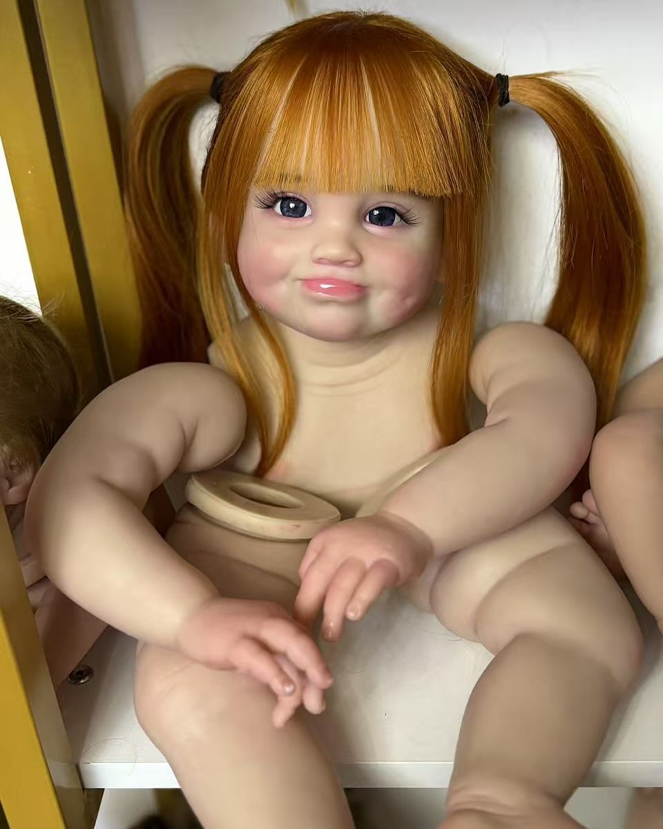 Custom Made Artist Genesis Painted 28inch Reborn baby Peeka baby Millicent With Hand-rooted Orange hair painted kit with cloth body /connectors