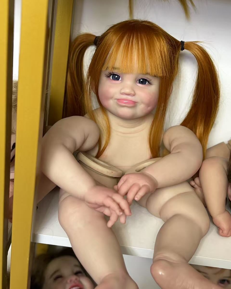 Custom Made Artist Genesis Painted 28inch Reborn baby Peeka baby Millicent With Hand-rooted Orange hair painted kit with cloth body /connectors