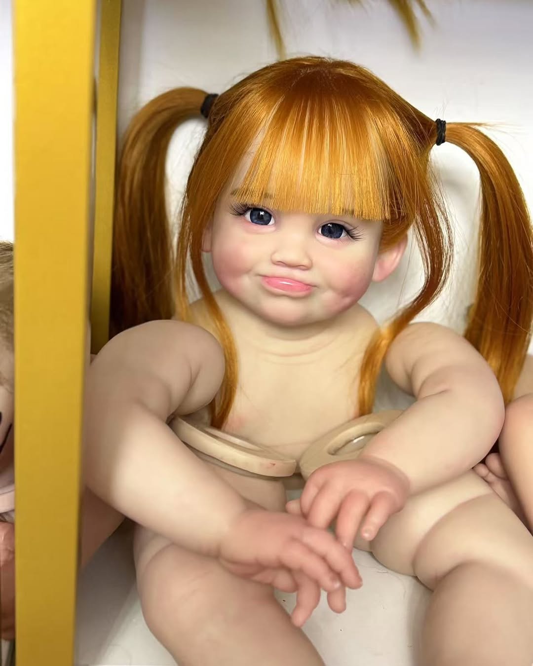 Custom Made Artist Genesis Painted 28inch Reborn baby Peeka baby Millicent With Hand-rooted Orange hair painted kit with cloth body /connectors