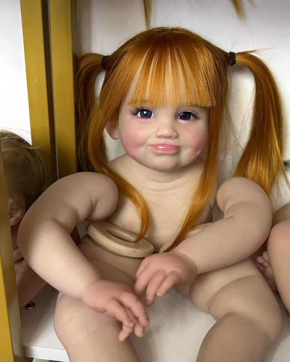 Custom Made Artist Genesis Painted 28inch Reborn baby Peeka baby Millicent With Hand-rooted Orange hair painted kit with cloth body /connectors