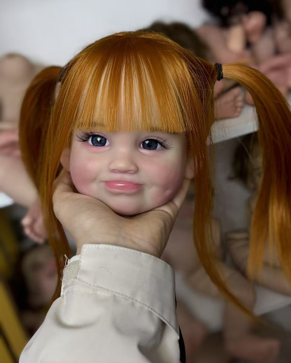 Custom Made Artist Genesis Painted 28inch Reborn baby Peeka baby Millicent With Hand-rooted Orange hair painted kit with cloth body /connectors