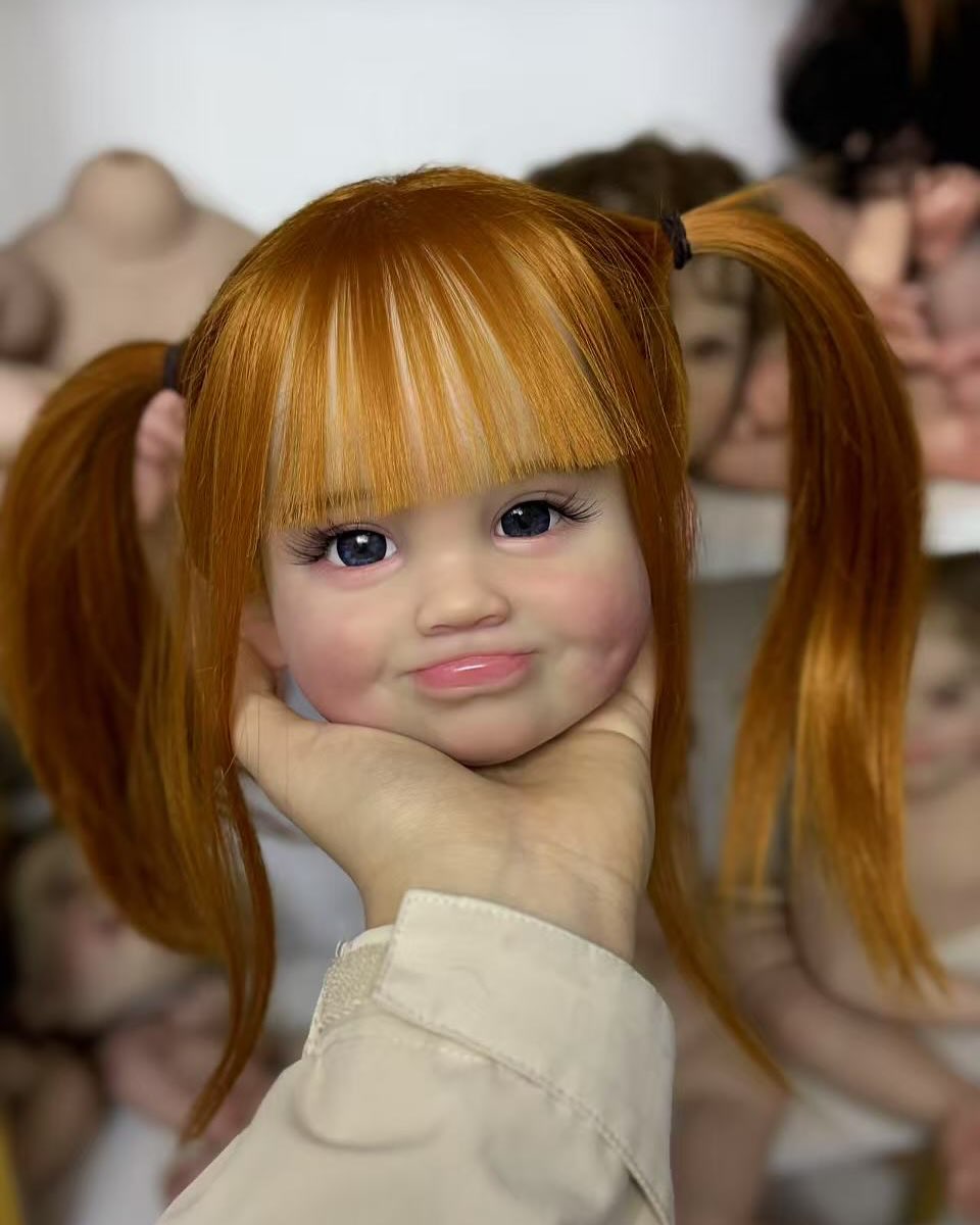 Custom Made Artist Genesis Painted 28inch Reborn baby Peeka baby Millicent With Hand-rooted Orange hair painted kit with cloth body /connectors