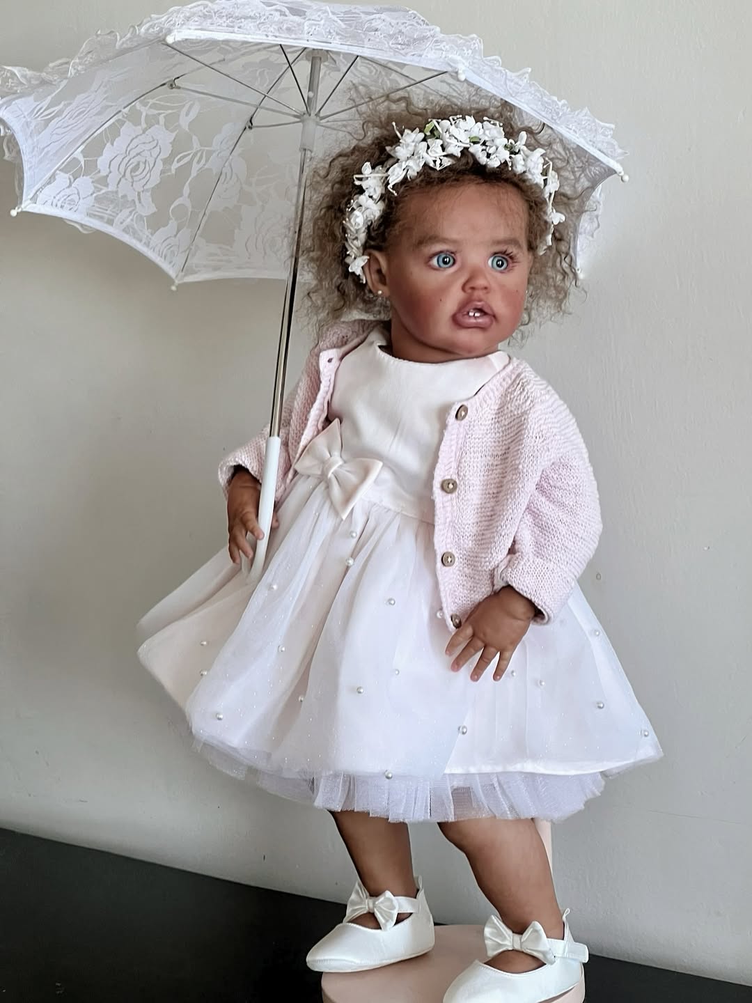 Custom Made Reborn Doll Ariel With Hand-Rooted Hair Dark Skin Already Finished Doll