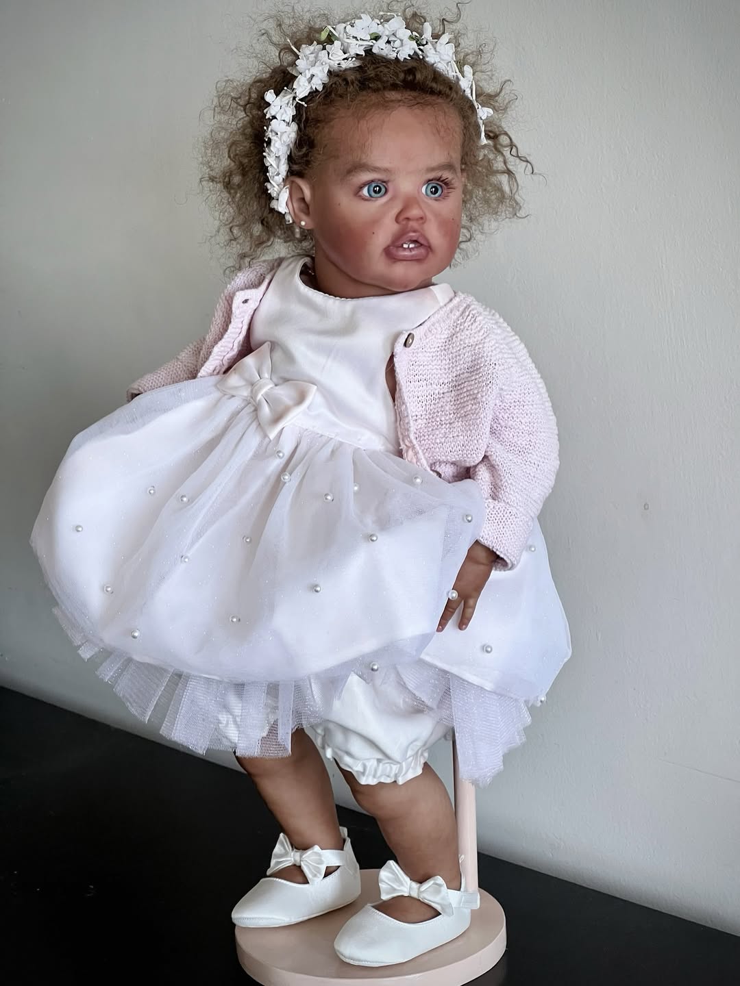 Custom Made Reborn Doll Ariel With Hand-Rooted Hair Dark Skin Already Finished Doll