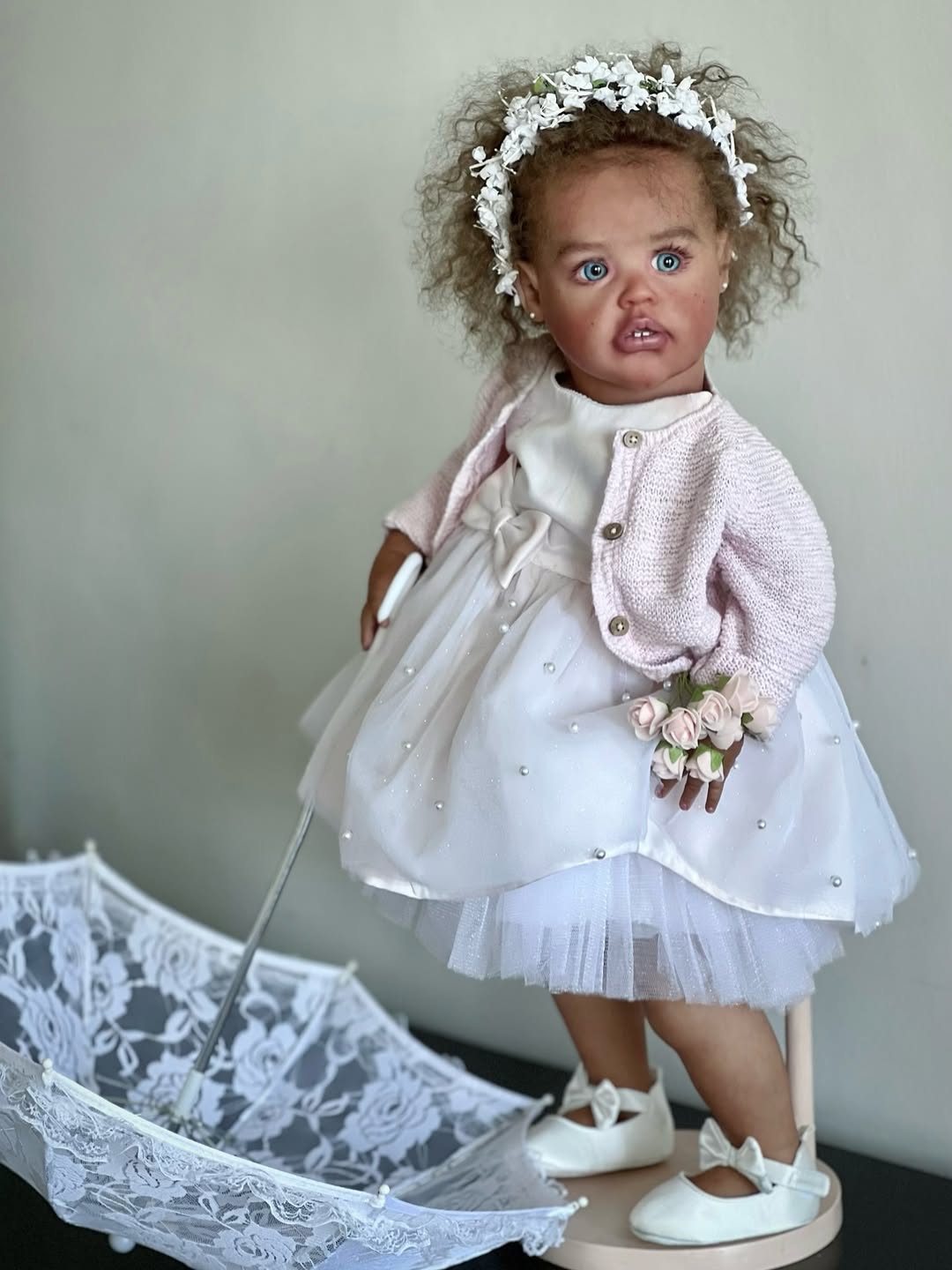Custom Made Reborn Doll Ariel With Hand-Rooted Hair Dark Skin Already Finished Doll