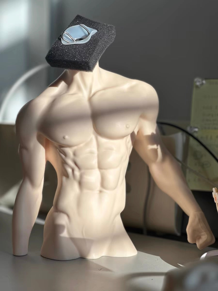 Custom Made 1/3 Scale Muscular Male BJD Torso Stand - 3 Points SD Doll Strong Man Body Bust Display Stand for Head Sculpt & Art Display