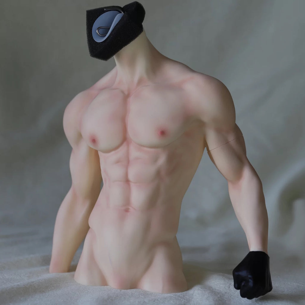 Custom Made 1/3 Scale Muscular Male BJD Torso Stand - 3 Points SD Doll Strong Man Body Bust Display Stand for Head Sculpt & Art Display