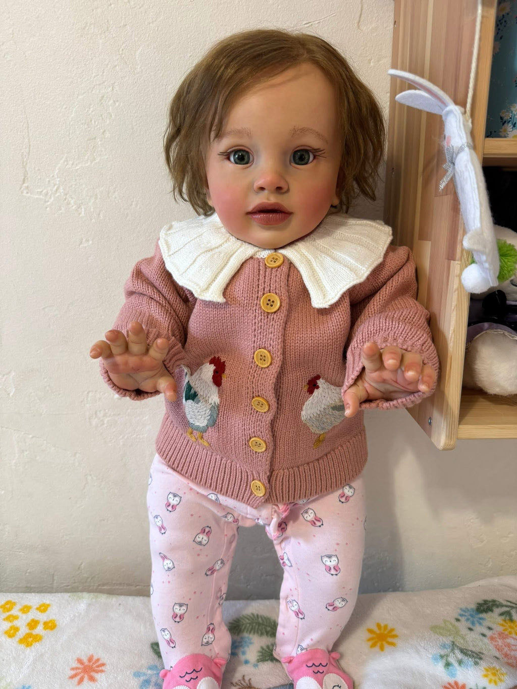 Artist Custom Made Reborn Baby Pippa Standing Girl 26in Girl Toddler Hand-Rooted Hair Toys Gift-