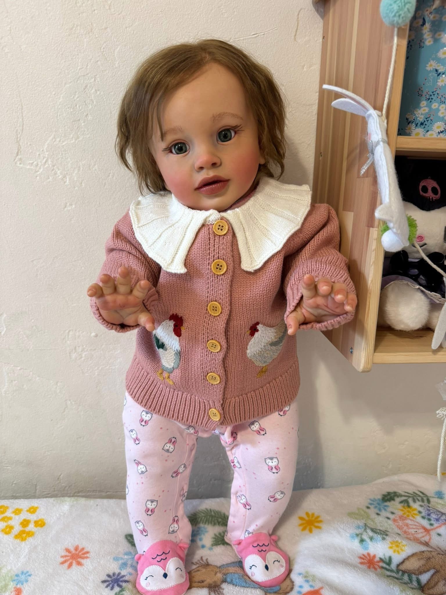 Artist Custom Made Reborn Baby Pippa Standing Girl 26in Girl Toddler Hand-Rooted Hair Toys Gift-