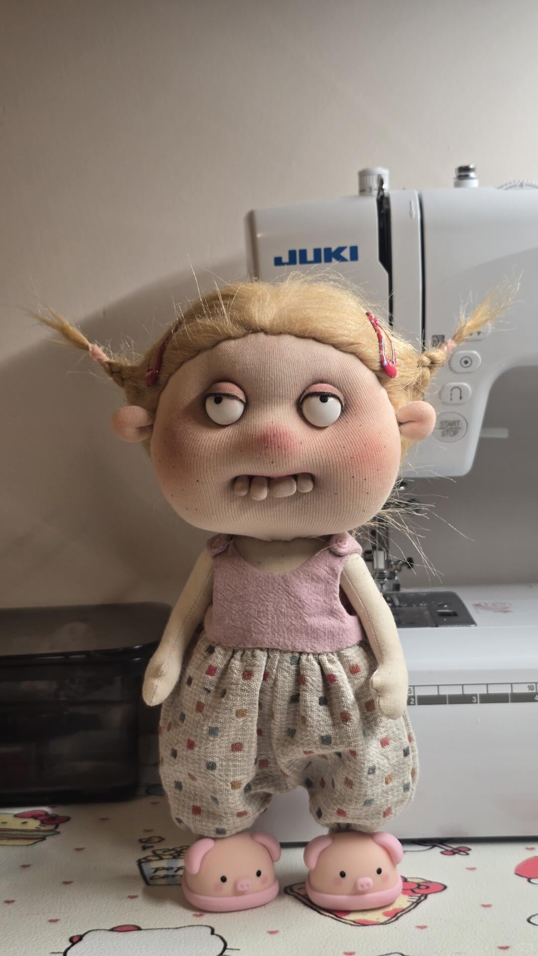 Handmade DIY Doll with Piggy Slippers