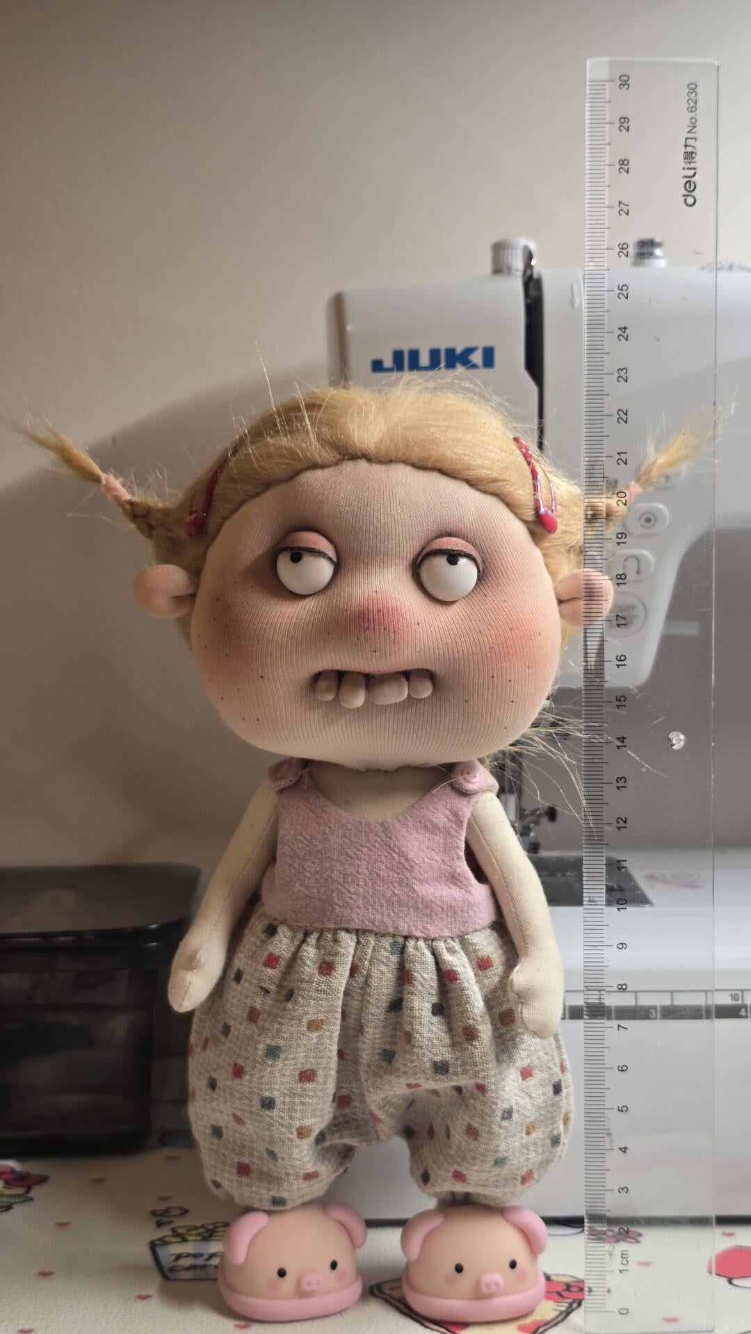 Handmade DIY Doll with Piggy Slippers